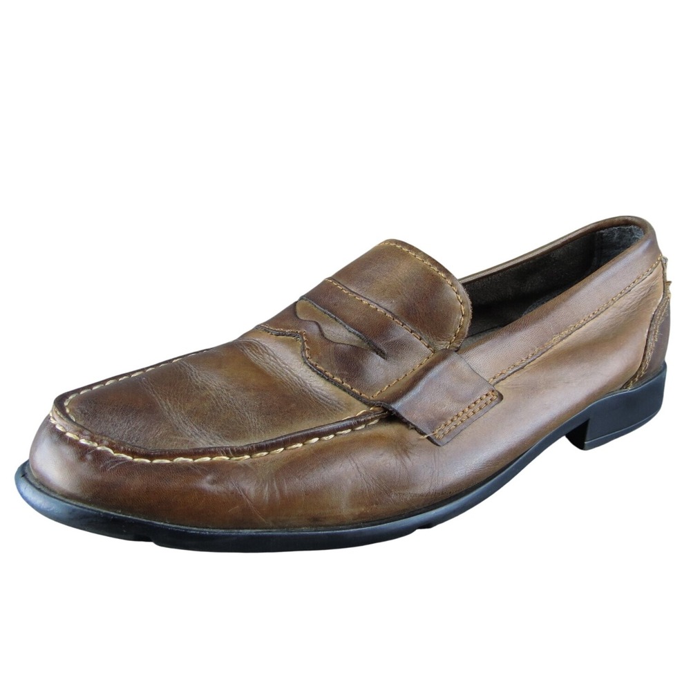 Rockport‎ M76444 Men Loafer Shoes Brown Leather Slip On Size 10 Medium